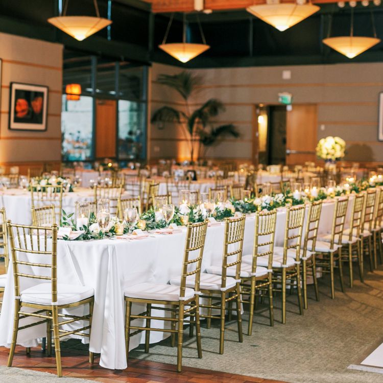Chiavari Chairs used in American Indoor Wedding Event