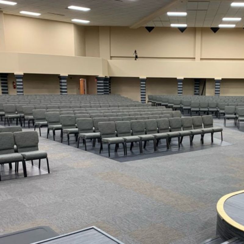 Rows of Church Plaza Chairs in a Jamaica Modern Church