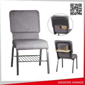 Gray Church Chair with Backrest Writing Board (CC2063)